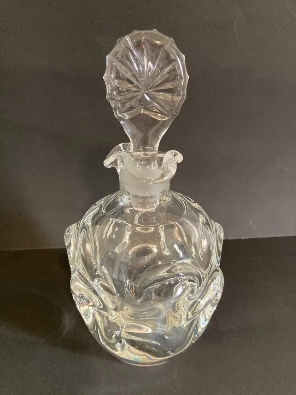 Aseda Glasbruck Sweden 1970's Clear Glass Thumbprint Glass Decanter Bo Borgström